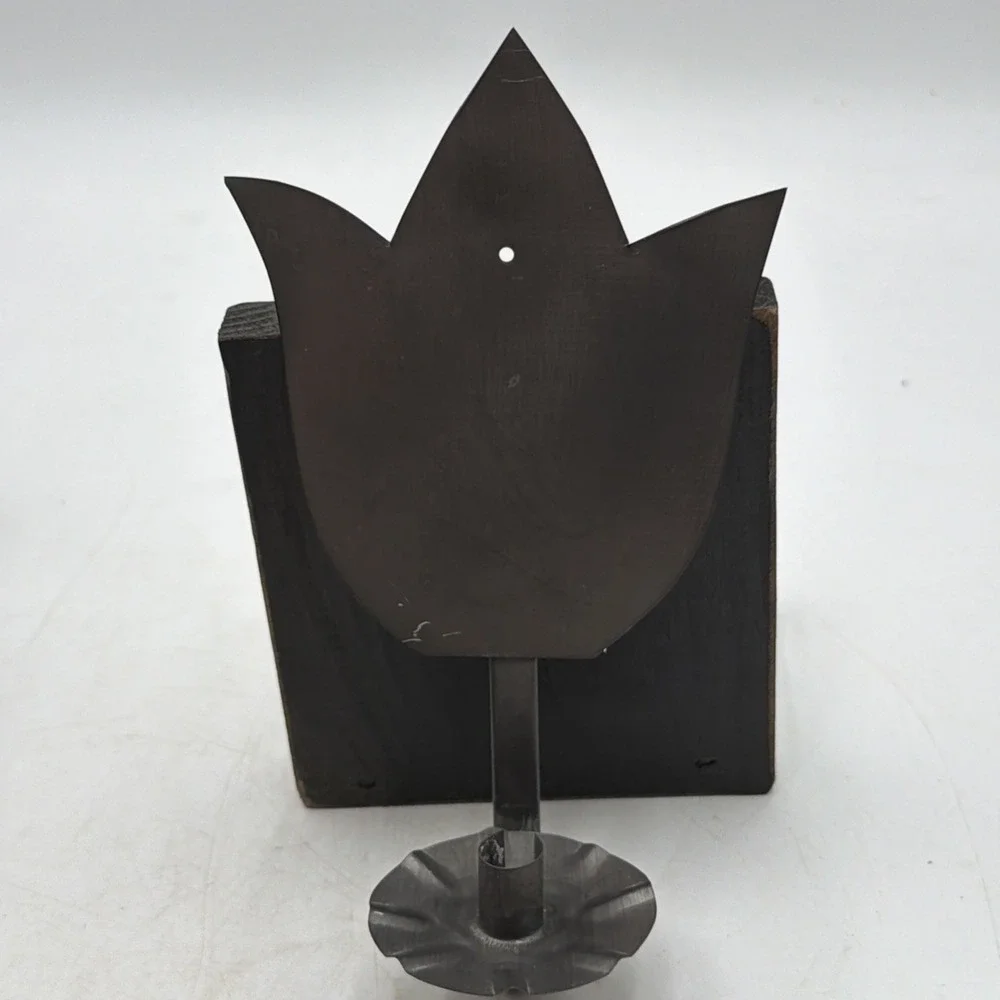 Vintage Tin Tulip Artisan Wall Sconce Candle Holder Primitive Folk Decor